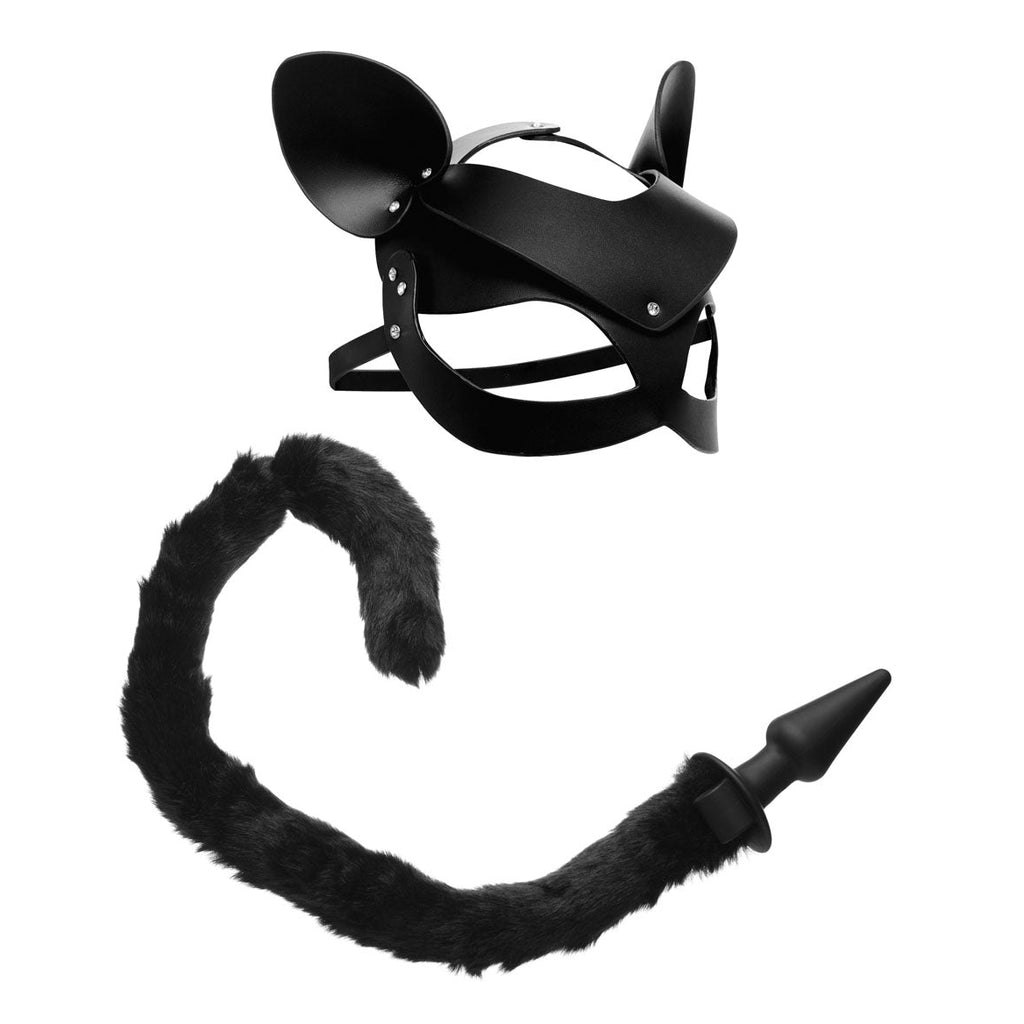 Black Cat Tail Anal Plug and Mask Set TZ-AG184