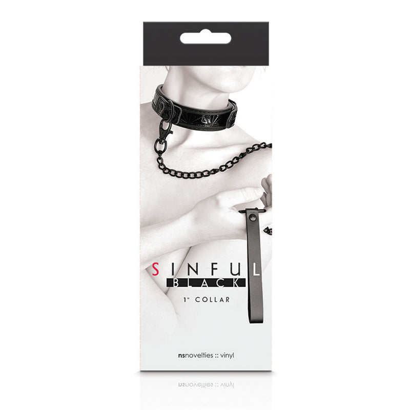 Sinful - 1 Inch Collar - Black-Bondage & Fetish Toys-OUR LAVENDER