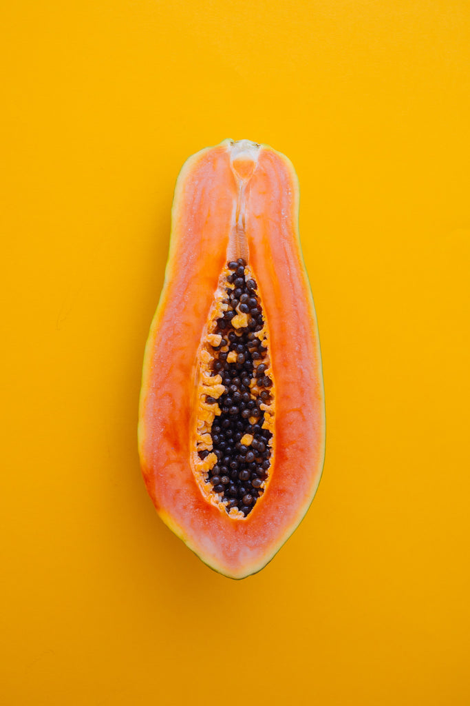 Papaya representing swollen vulva for pussy pumps
