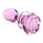 Pink Rose Glass Anal Plug - Medium-Anal Toys & Stimulators-OUR LAVENDER