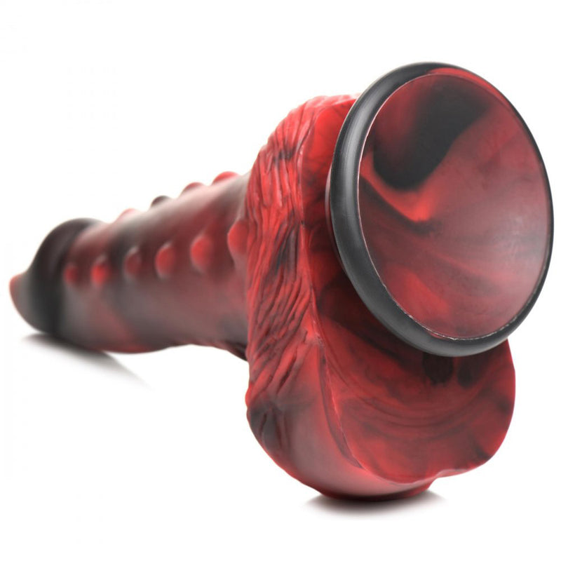 Lava Demon Thick Nubbed Silicone Dildo - Red/black-Dildos & Dongs-OUR LAVENDER