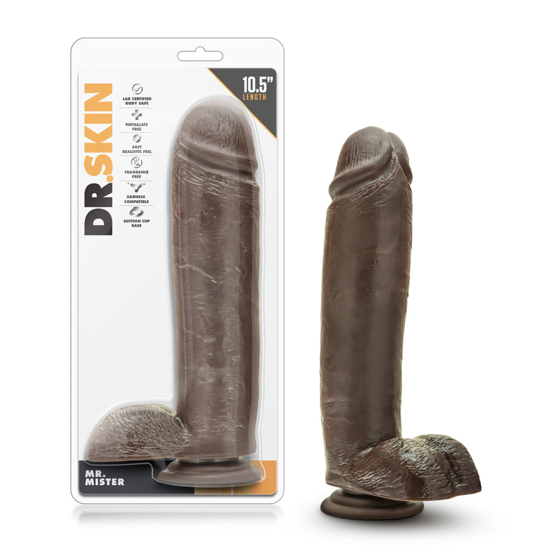 Dr. Skin - Mr. Mister 10.5" Dildo With Suction Cup - Chocolate-Dildos & Dongs-OUR LAVENDER