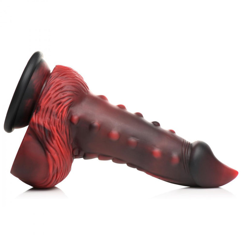 Lava Demon Thick Nubbed Silicone Dildo - Red/black-Dildos & Dongs-OUR LAVENDER