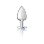 Cheeky Charms-Silver Metal Butt Plug- Round-Clear-Large-Anal Toys & Stimulators-OUR LAVENDER