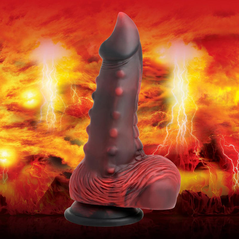 Lava Demon Thick Nubbed Silicone Dildo - Red/black-Dildos & Dongs-OUR LAVENDER