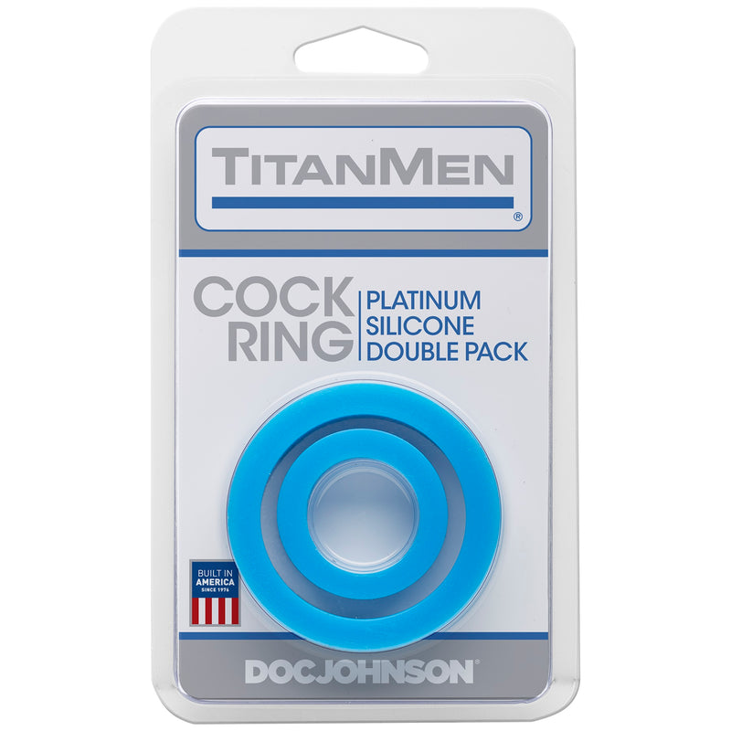 Titanmen Cock Ring Platinum Silicone Double Pack - Blue-Cockrings-OUR LAVENDER