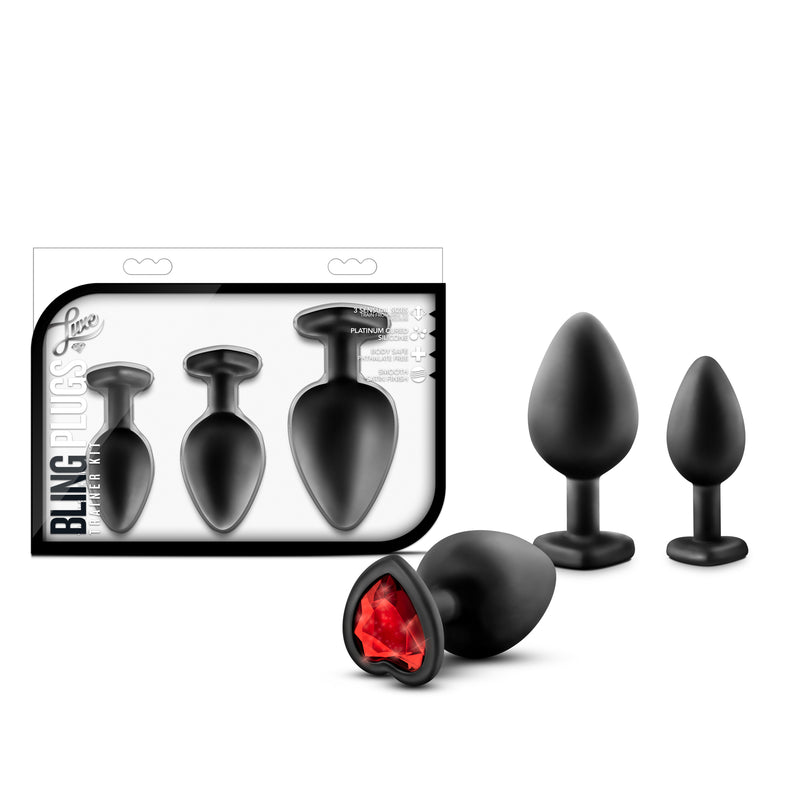 Luxe - Bling Plugs Training Kit - Black With Red Gems BL-395825