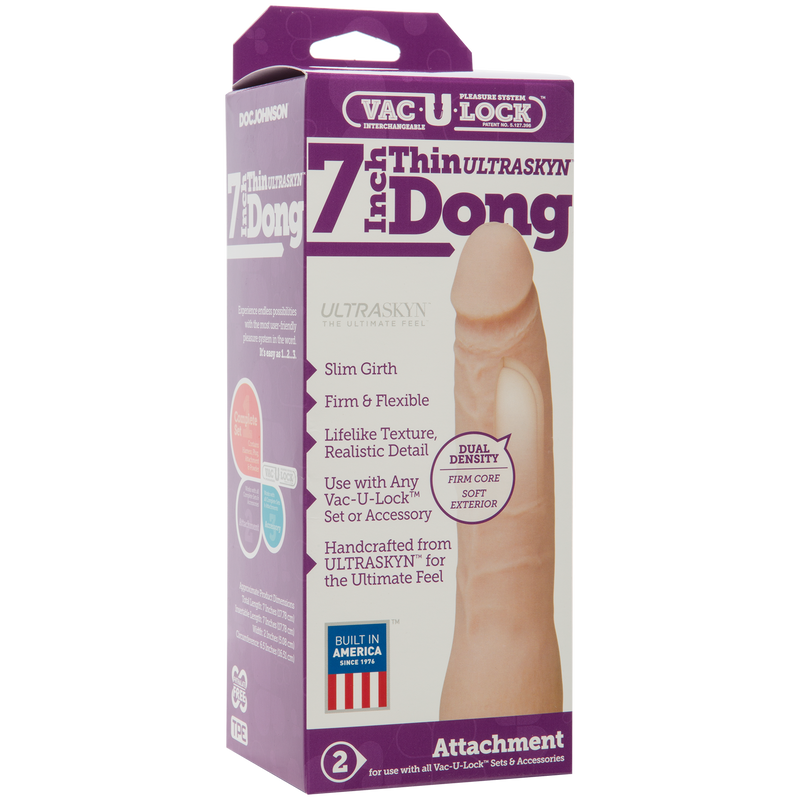 Vac-U-Lock 7-Inch Ultraskyn Thin Dong - Vanilla-Dildos & Dongs-OUR LAVENDER