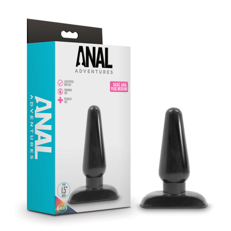 Anal Adventures - Basic Anal Plug - Medium - Black-Anal Toys & Stimulators-OUR LAVENDER