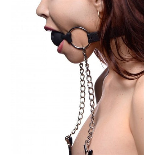 Hinder Silicone Breathable Ball Gag and Nipple Clamps-Bondage & Fetish Toys-OUR LAVENDER