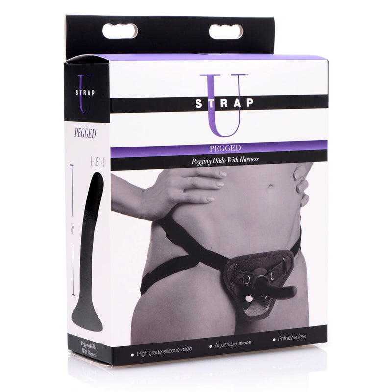 Pegged - Pegging Dildo With Harness - Black-Harnesses & Strap-Ons-OUR LAVENDER