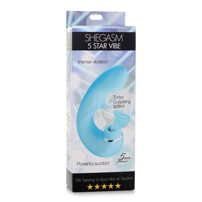 Shegasm 5 Star 10x Tapping G-Spot Vibe With Suction - Teal-Vibrators-OUR LAVENDER