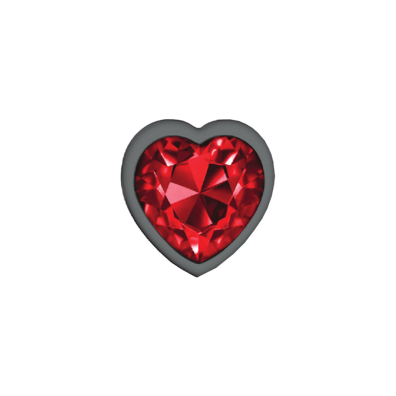 Cheeky Charms-Gunmetal Metal Butt Plug- Heart-Dark Red-Medium-Anal Toys & Stimulators-OUR LAVENDER