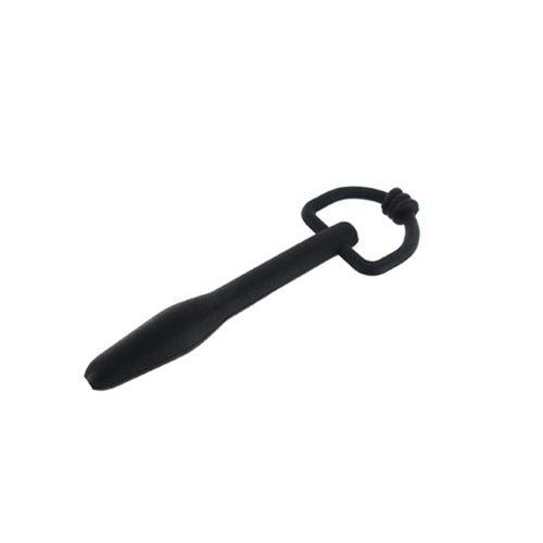 Silicone Cum Thru D Ring Penis Plug - Black MS-AB946