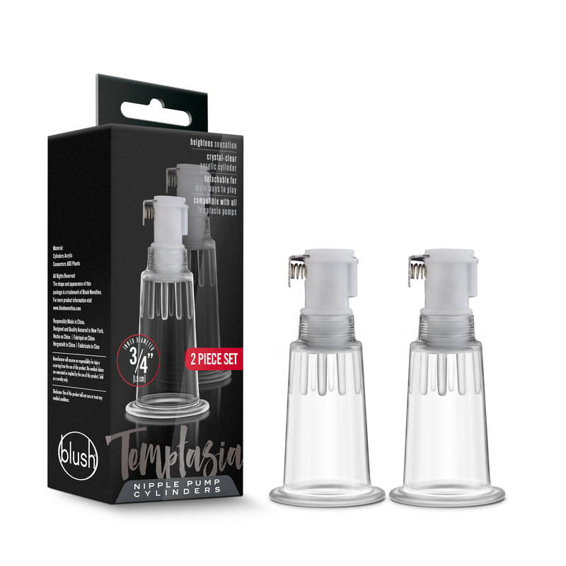 Temptasia Nipple Pumping Cylinders Set of 2 (0.75 Inch Diameter) - Clear-Nipple Stimulators-OUR LAVENDER