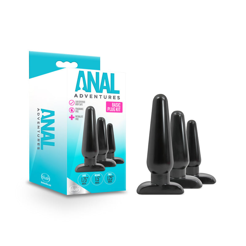 Anal Adventures - Basic Plug Kit - Black-Anal Toys & Stimulators-OUR LAVENDER