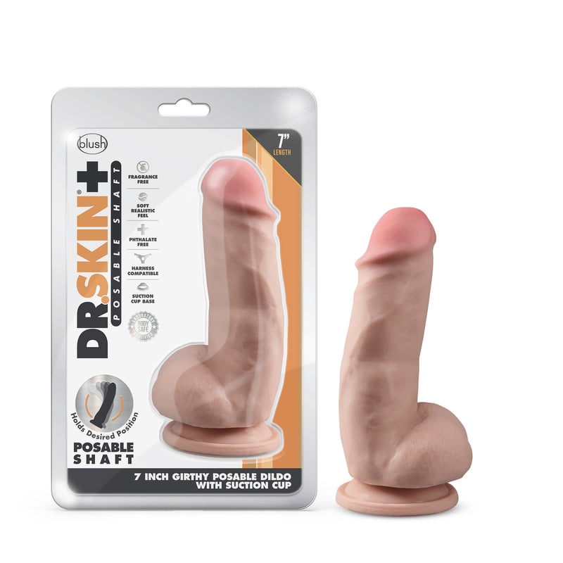 Dr. Skin Plus - 7 Inch Girthy Posable Dildo With Balls - Vanilla-Dildos & Dongs-OUR LAVENDER
