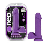 Neo Elite - 8 Inch Silicone Dual Density Cock With Balls - Neon Purple-Dildos & Dongs-OUR LAVENDER