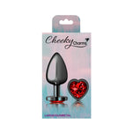 Cheeky Charms-Gunmetal Metal Butt Plug- Heart-Dark Red-Large-Anal Toys & Stimulators-OUR LAVENDER