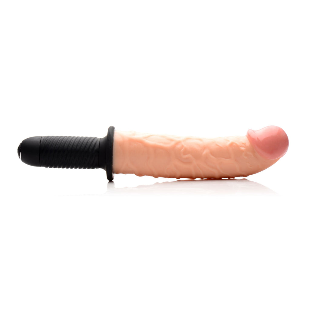 The Curved Dicktator 13 Mode Vibrating Giant Dildo Thruster - Flesh MS-AF838-FLESH