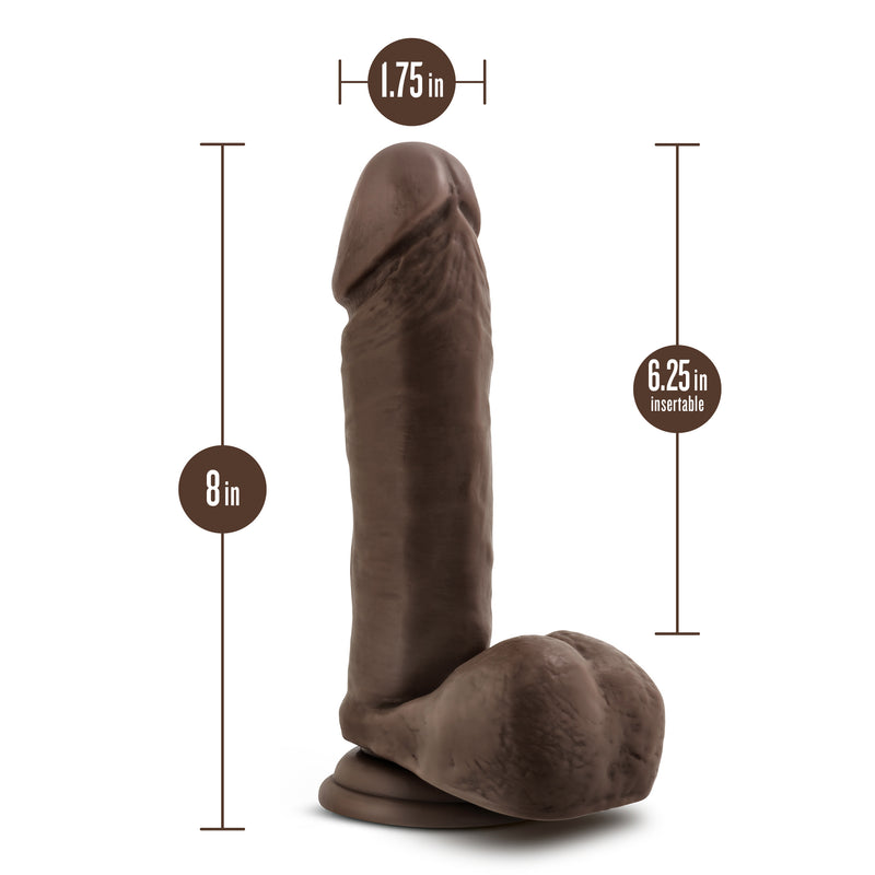 Dr. Skin Plus - 8 Inch Posable Dildo With Balls - Chocolate-Dildos & Dongs-OUR LAVENDER