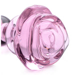 Pink Rose Glass Anal Plug - Small-Anal Toys & Stimulators-OUR LAVENDER