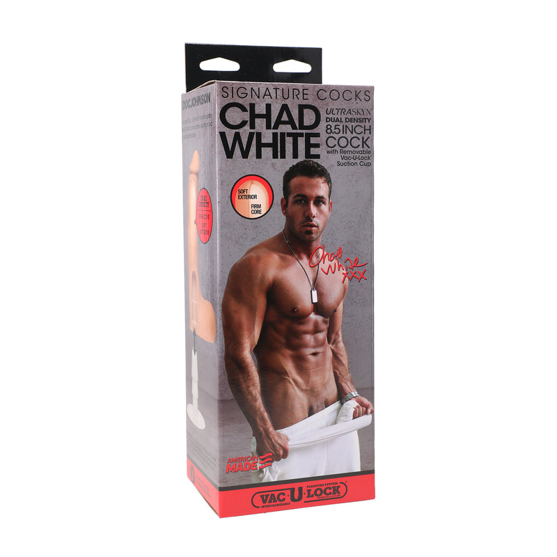 Signature Cocks - Chad White 8.5 Inch Ultraskyn Cock With Removable Vac-U-Lock Suction Cup-Dildos & Dongs-OUR LAVENDER