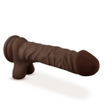 Dr. Skin Plus - 9 Inch Posable Dildo With Balls - Chocolate-Dildos & Dongs-OUR LAVENDER