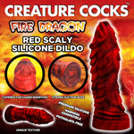 Fire Dragon Red Scaly Silicone Dildo - Red-Dildos & Dongs-OUR LAVENDER