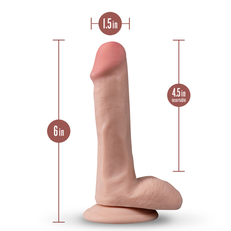 Dr. Skin Plus - 6 Inch Posable Dildo With Balls - Vanilla-Dildos & Dongs-OUR LAVENDER