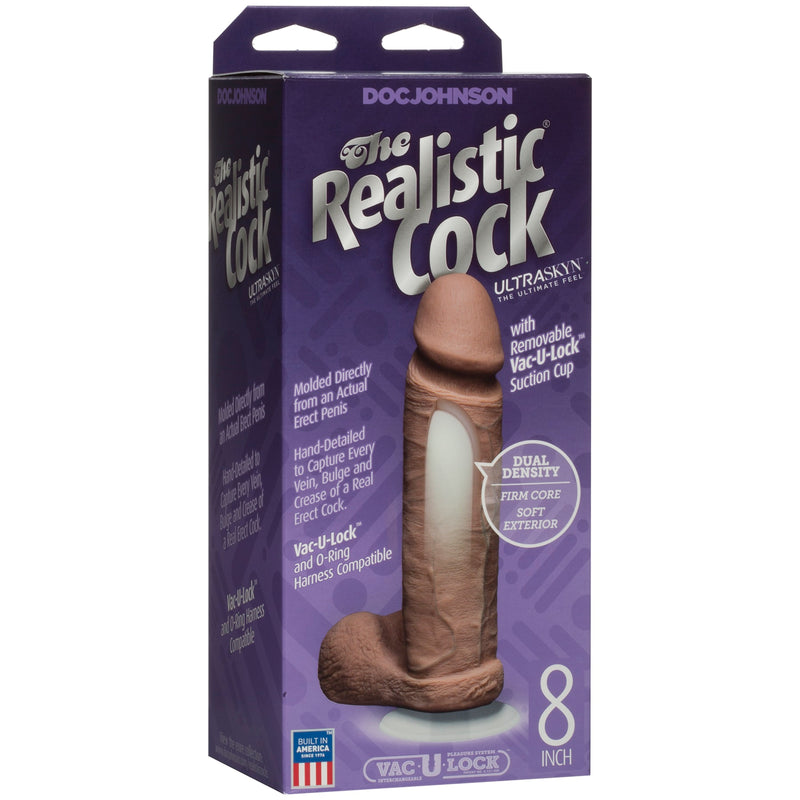 The Realistic Cock Ultraskyn 8 Inch - Brown-Dildos & Dongs-OUR LAVENDER