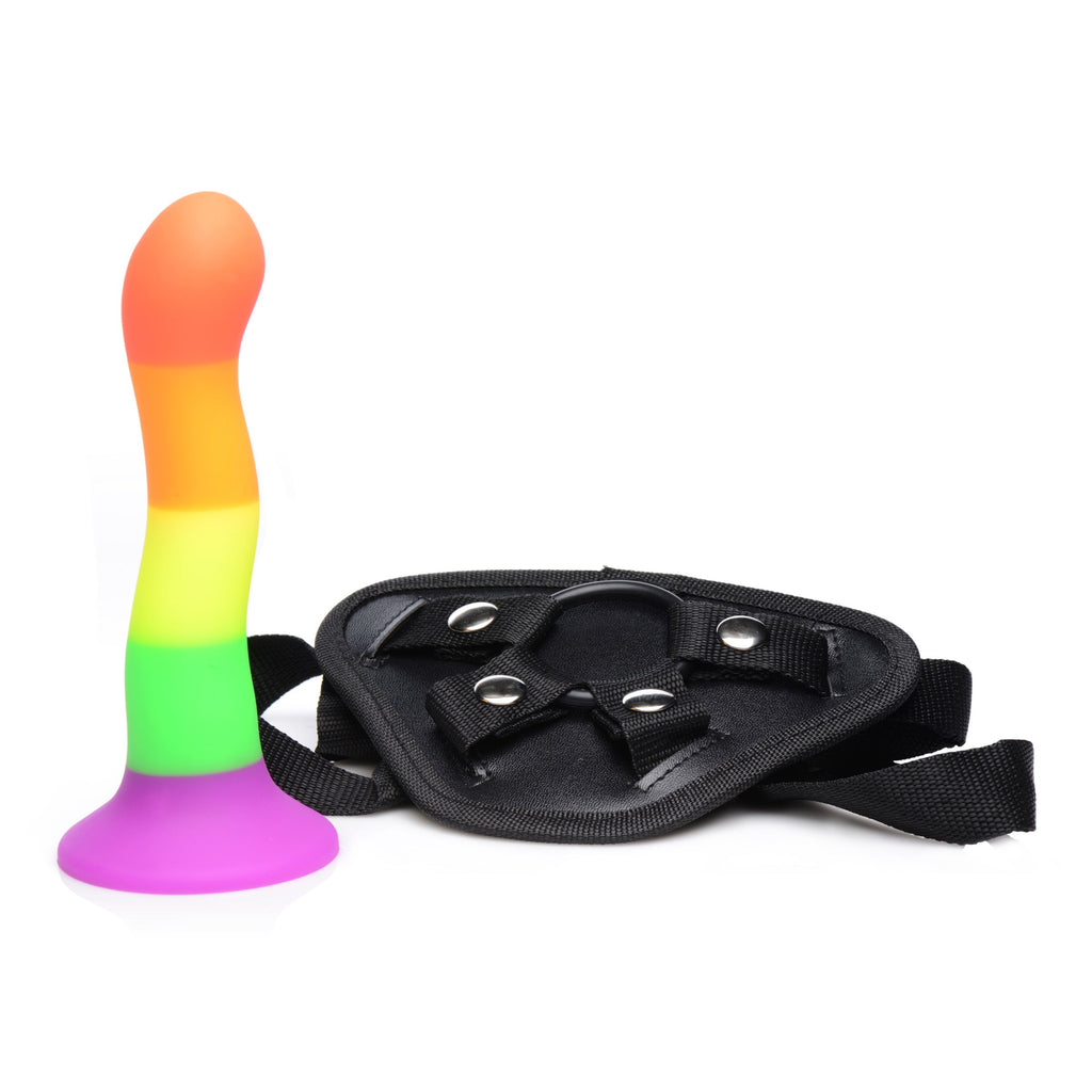 Proud Rainbow Silicone Dildo With Harness SU-AG245