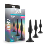 Anal Adventures Platinum - Silicone Beginner Plug Kit - Black-Anal Toys & Stimulators-OUR LAVENDER