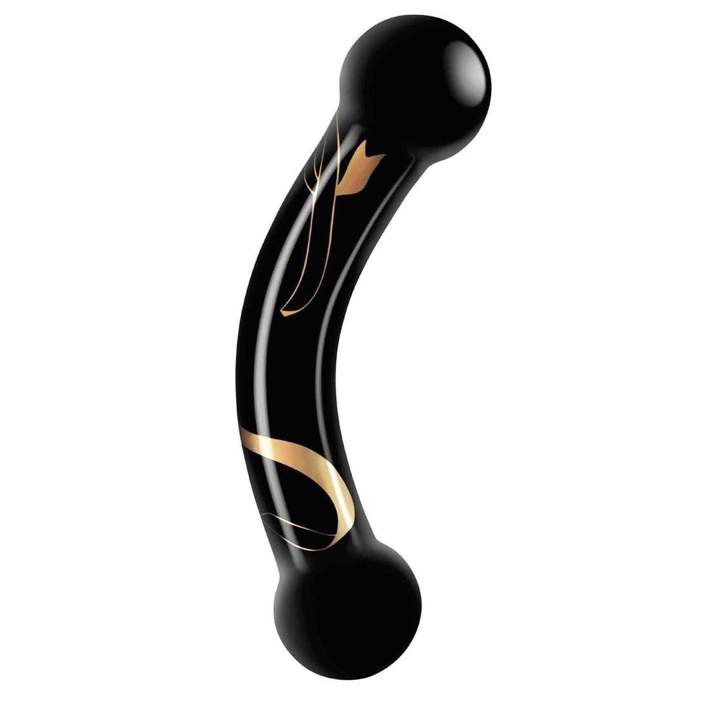 Secret Kisses - 5.5 Inch Handblown Glass Double  Ended Dildo - Black SK-3008