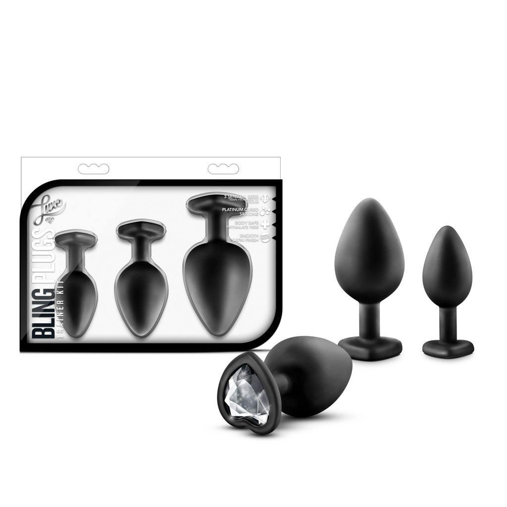 Luxe - Bling Plugs Training Kit - Black With White Gems BL-395835