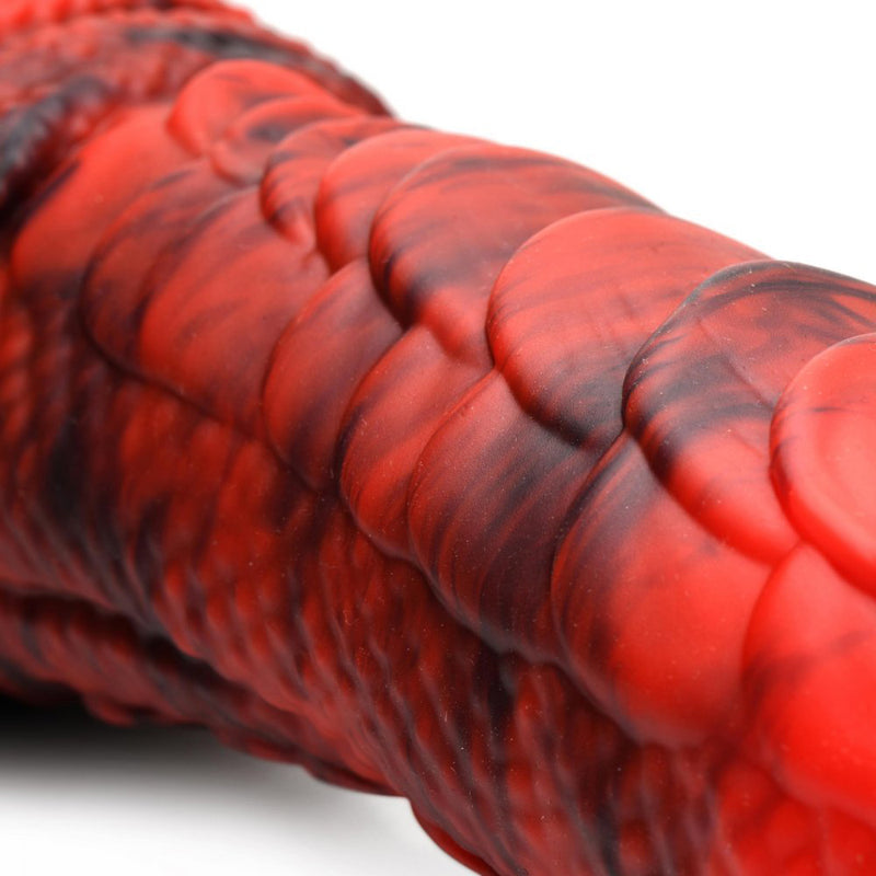 Fire Dragon Red Scaly Silicone Dildo - Red-Dildos & Dongs-OUR LAVENDER