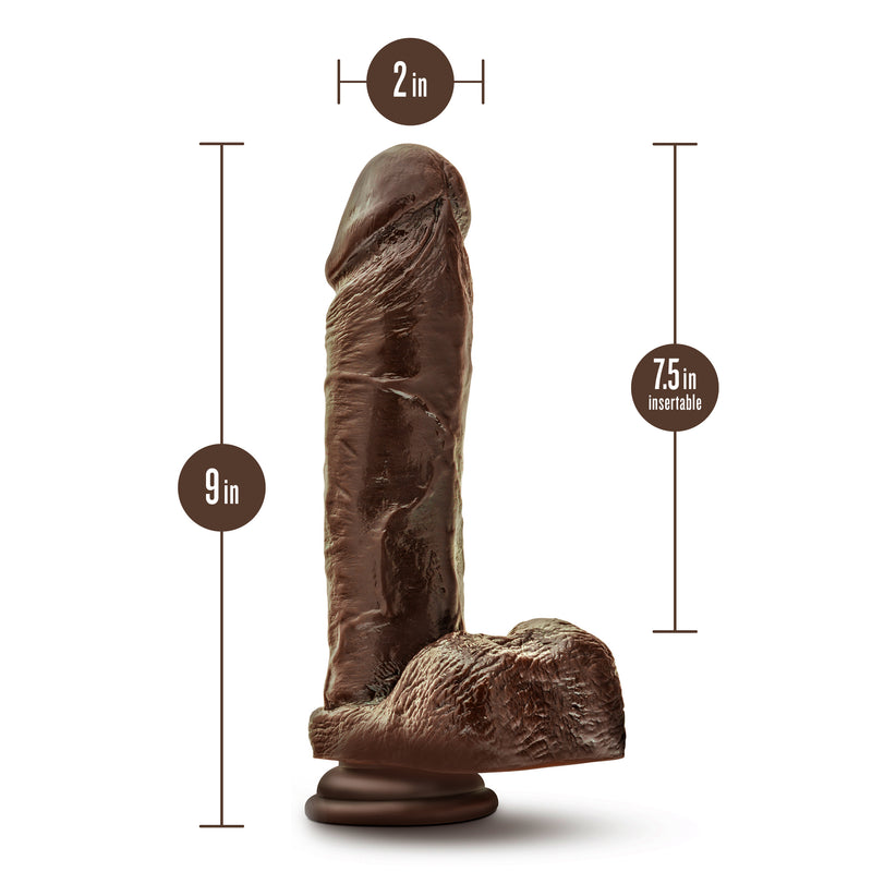 Dr. Skin Plus - 9 Inch Thick Posable Dildo With Balls - Chocolate-Dildos & Dongs-OUR LAVENDER