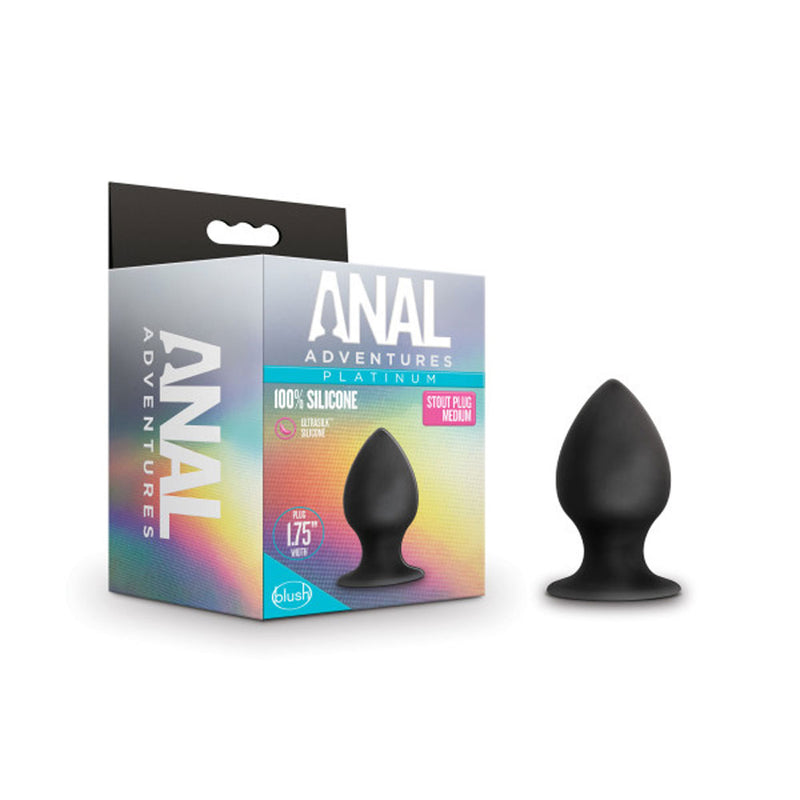 Anal Adventures - Platinum - Silicone Anal Stout Plug - Medium - Black-Anal Toys & Stimulators-OUR LAVENDER