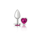 Cheeky Charms-Silver Metal Butt Plug- Heart-Bright Pink-Small VB-CC9129
