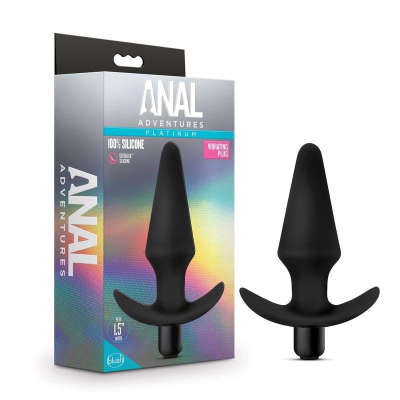 Anal Adventures Platinum - Silicone Vibrating Plug - Black-Anal Toys & Stimulators-OUR LAVENDER