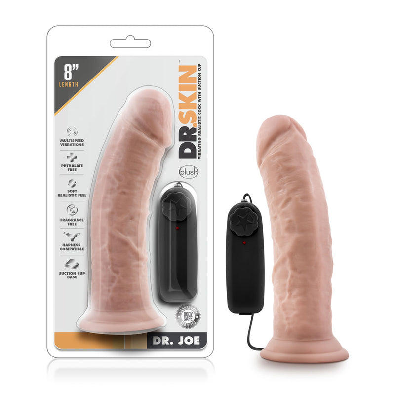 Dr. Skin - Dr. Joe - 8 Inch Vibrating Cock With Suction Cup - Vanilla-Vibrators-OUR LAVENDER