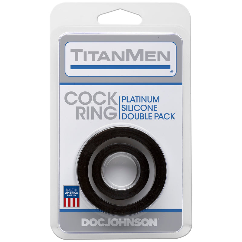 Titanmen Cock Ring Platinum Silicone Double Pack - Black-Cockrings-OUR LAVENDER