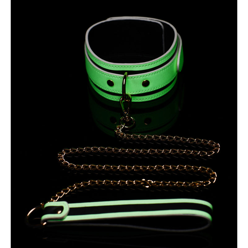 Kink in the Dark Glowing Collar With Leash-Bondage & Fetish Toys-OUR LAVENDER