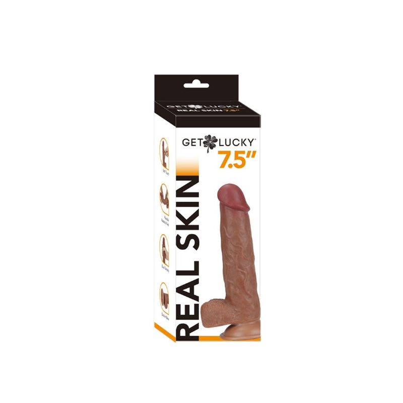 Get Lucky 7.5 Inch Real Skin Dong - Light Brown-Dildos & Dongs-OUR LAVENDER