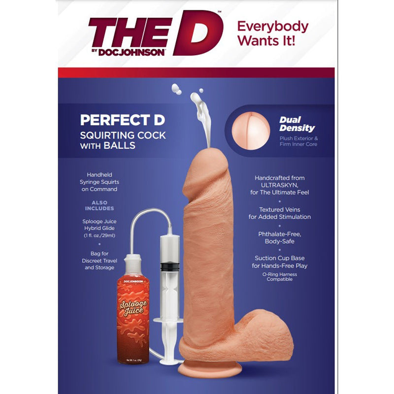 The D - Perfect D - Squirting 7 Inch With Balls-Dildos & Dongs-OUR LAVENDER