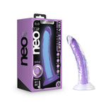 Neo Elite Glow in the Dark - Light - 7 Inch Silicone Dual Density Dildo - Neon Purple-Dildos & Dongs-OUR LAVENDER