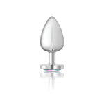 Cheeky Charms-Silver Metal Butt Plug- Heart-Clear-Large-Anal Toys & Stimulators-OUR LAVENDER