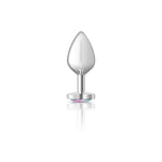 Cheeky Charms-Silver Metal Butt Plug- Heart-Clear-Medium-Anal Toys & Stimulators-OUR LAVENDER