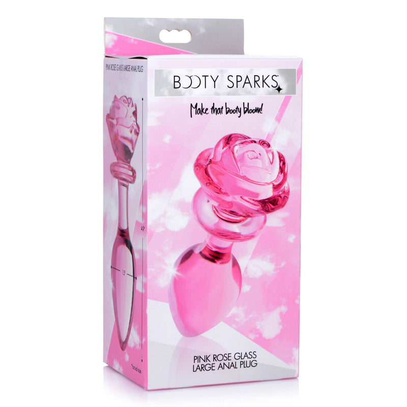 Pink Rose Glass Anal Plug - Large-Anal Toys & Stimulators-OUR LAVENDER