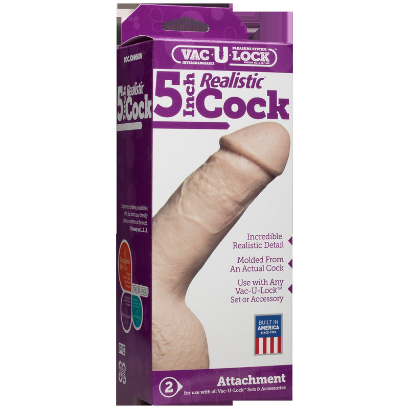 Vac-U-Lock 5-Inch Realistic Cock - White-Dildos & Dongs-OUR LAVENDER